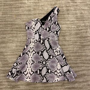 NBD one shoulder snakeskin dress
